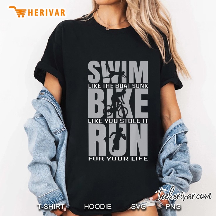 Swim Bike Run Triathlon Athlete Running Cycling Tee Hoodie