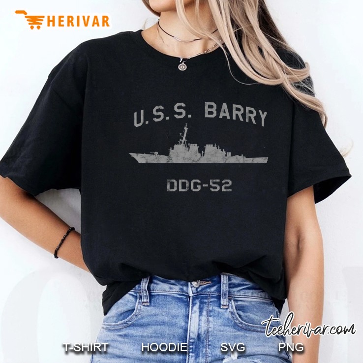 Uss Barry Ddg-52 Destroyer Ship Waterline Profile Tee Ladies Tee