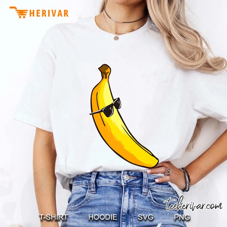 Funny Giant Long Yellow Banana Wearing Summer Sunglasses Premium Ladies Tee