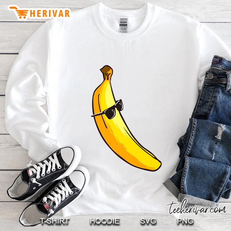 Funny Giant Long Yellow Banana Wearing Summer Sunglasses Premium Sweatshirt