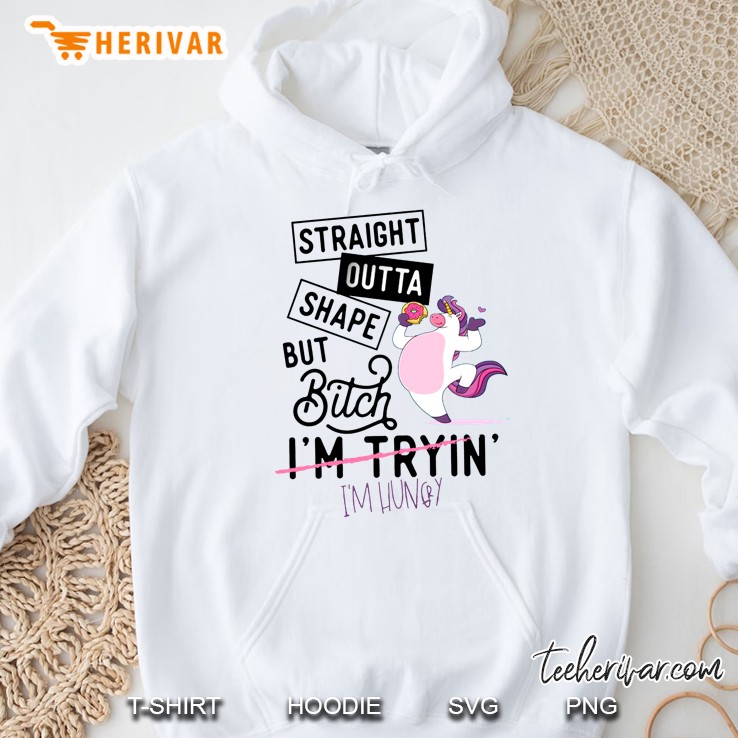 Straight Outta Shape But Bitch I'm Hungry Unicorn Version Mugs