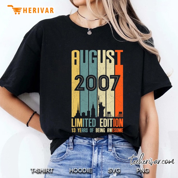 August 2007 13 Year Old 2007 Birthday Ladies Tee