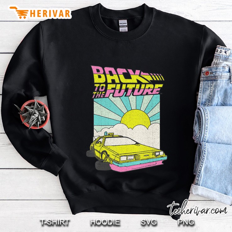 Back To The Future Delorean Sunrise Cartoon Sweatshirt