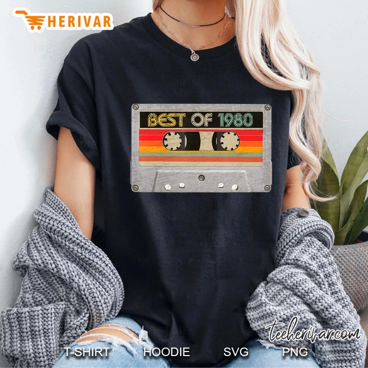 Best Of 1980 40Th Birthday Gifts Cassette Tape Vintage Ladies Tee
