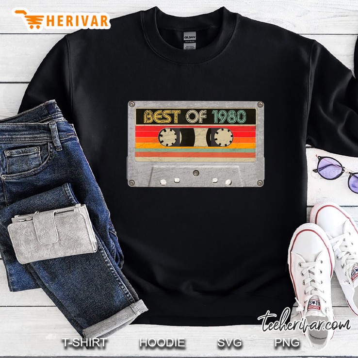 Best Of 1980 40Th Birthday Gifts Cassette Tape Vintage Sweatshirt