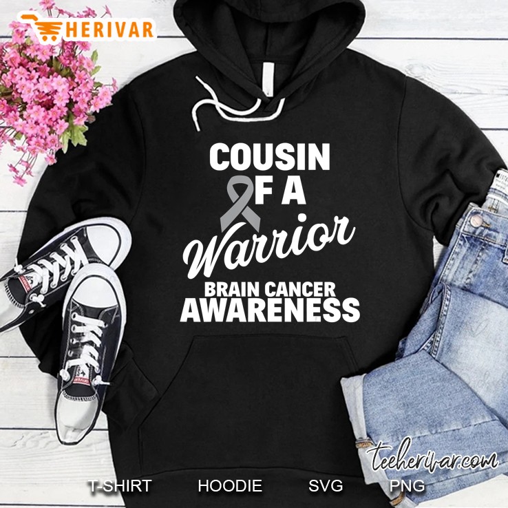 Brain Cancer Awareness Cousin Of A Warrior Hoodie