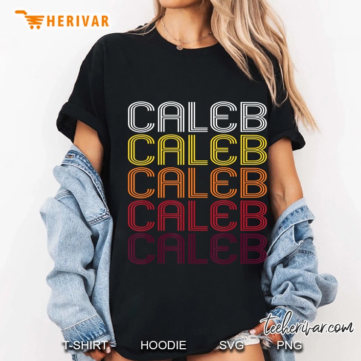 Caleb Retro Wordmark Pattern - Vintage Style Hoodie