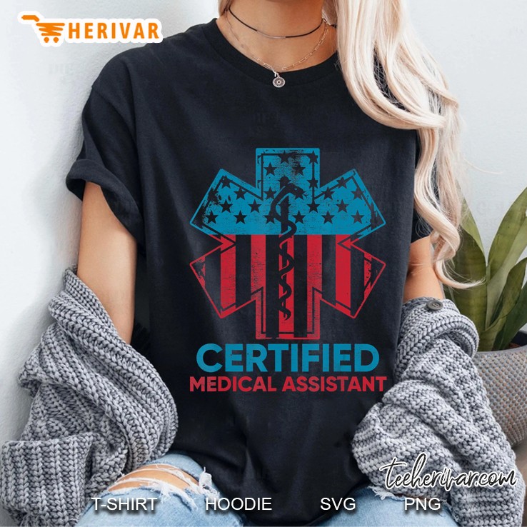 Cma Certified Medical Assistant Flag Symbol Blue Assisting Hoodie