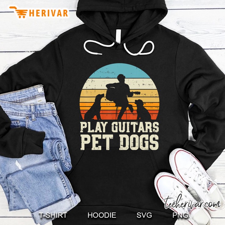 Play Guitars Pet Dog Retro Music Guitarist Animal Lover Gift Hoodie