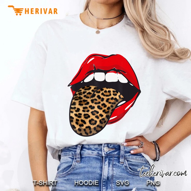 Red Lips Leopard Tongue Animal Print Trendy Design Guepard Hoodie