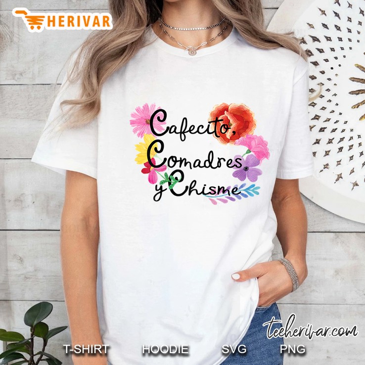 Womens Cafe Conchas Spanish Pun Funny Latina Cafecito Chisme Ladies Tee