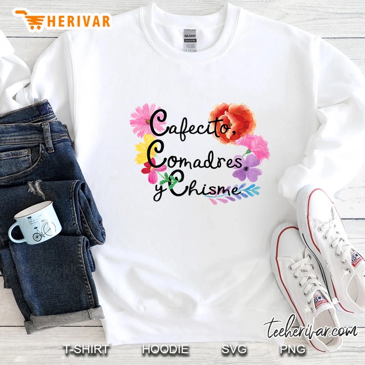 Womens Cafe Conchas Spanish Pun Funny Latina Cafecito Chisme Sweatshirt