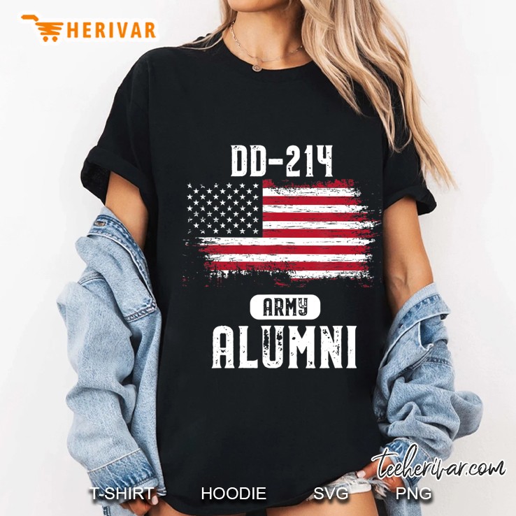 Dd-214 Us Army Alumni Vintage American Flag Gift Hoodie