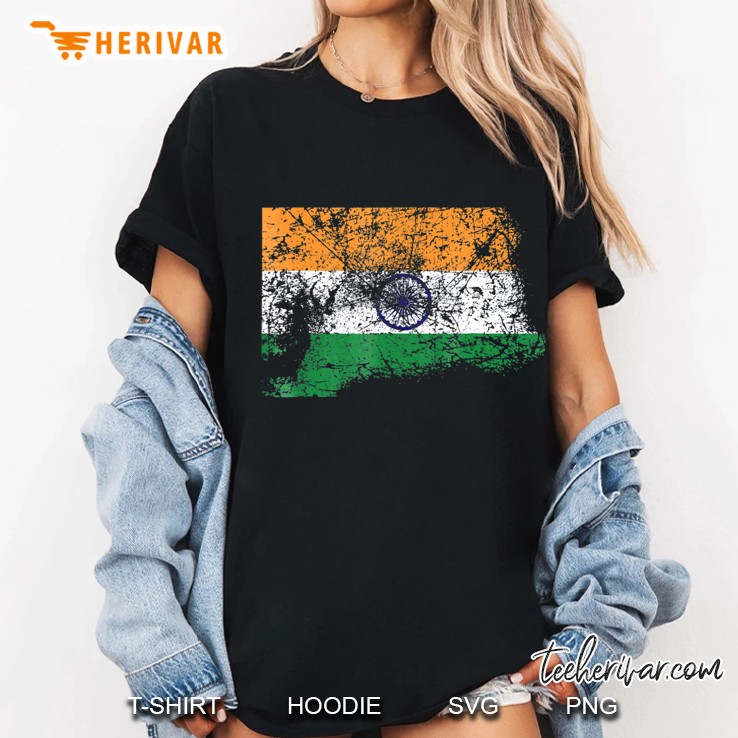 Distressed Beat Up Indian Flag Vintage India Ladies Tee
