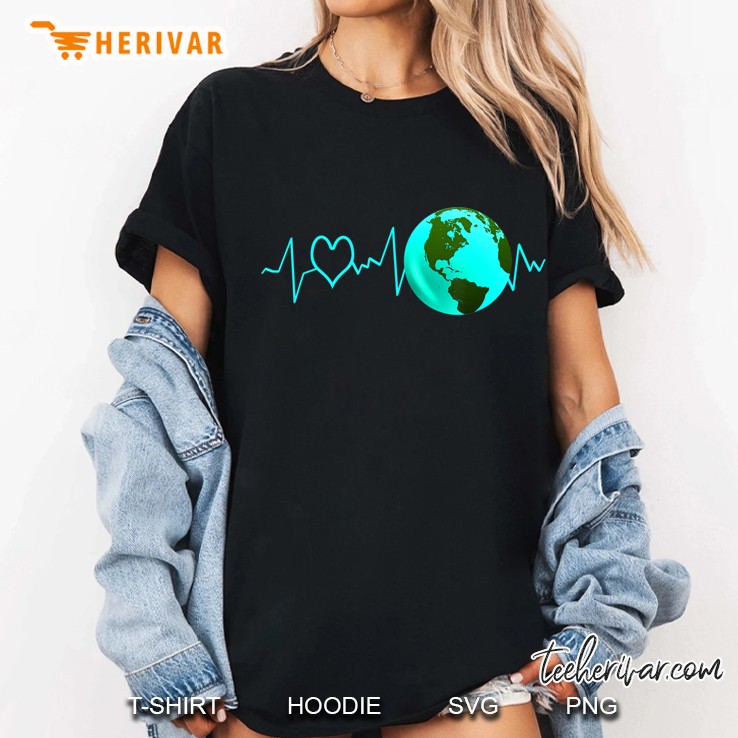 Earth Day Heartbeat Recycling Climate Change Activism Gift Hoodie