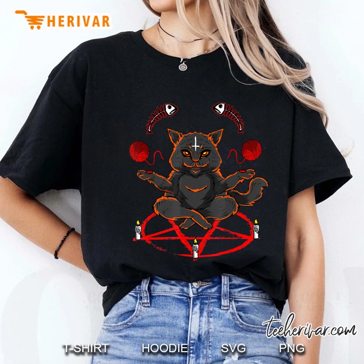 Evil Yarn Juggling Black Cat Devil Occult Satanic Pentagram Hoodie