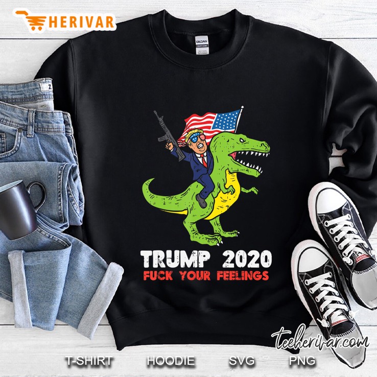 Fuck Your Feelings Pro Trump Riding T-Rex Gun Funny Usa Flag Mugs