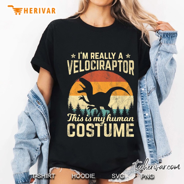 Retro Vintage Silhouette Velociraptor Halloween Costume 70S Premium Ladies Tee