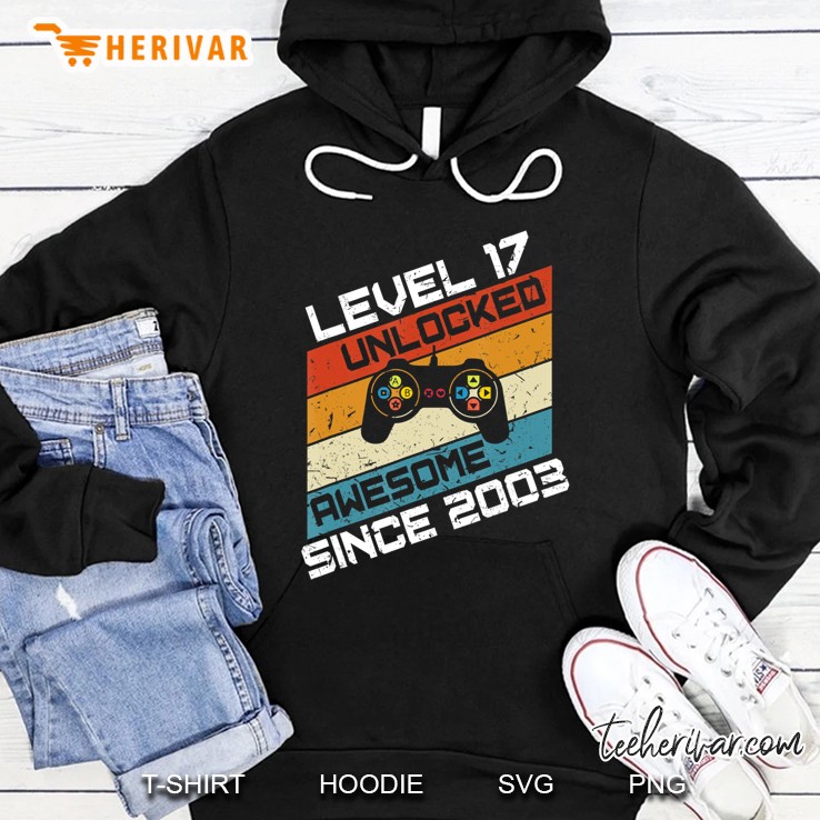 Video Gamer 17Th Birthday Costume Level 17 Unlocked Hoodie
