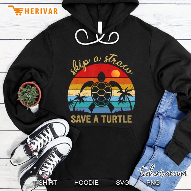 Vintage Skip A Straw Save A Turtle-Sea Turtle Rescue Hoodie