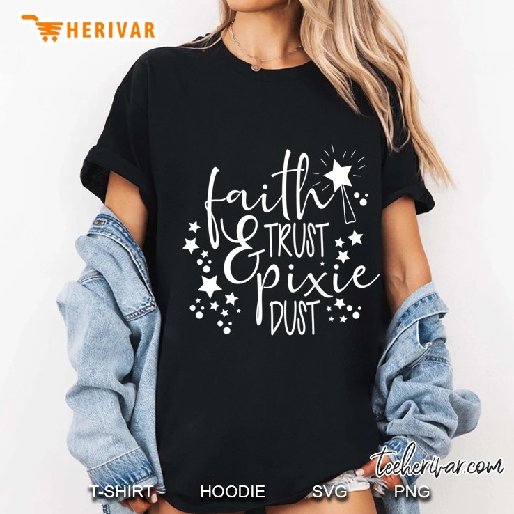 Womens Faith Trust & Pixie Dust Cute Magical Fairy Christian Ladies Tee