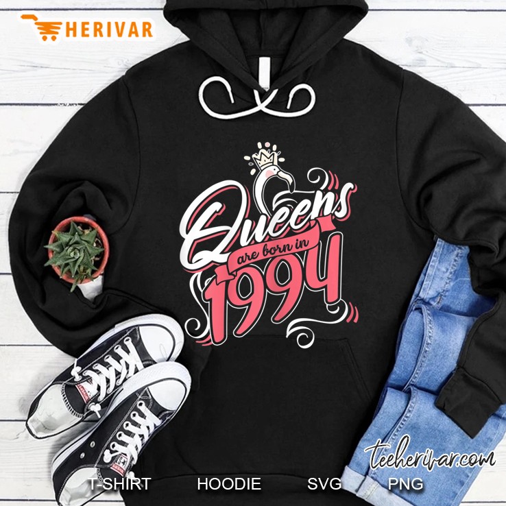 Womens Queens Are Born In 1994 Bday Flamingo Gifts 26Th Birthday Hoodie