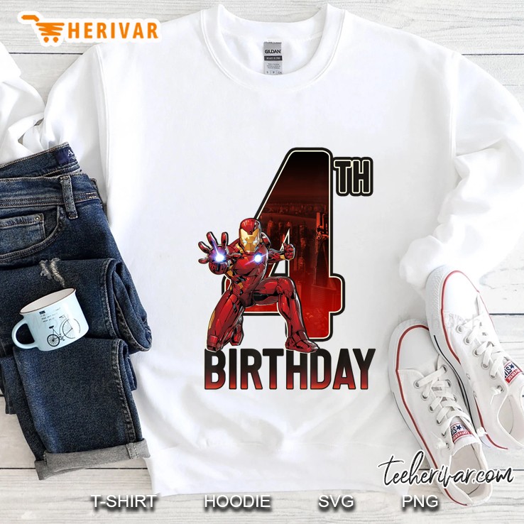 Marvel Iron Man 4Th Birthday Action Pose Graphic Sweatshirt