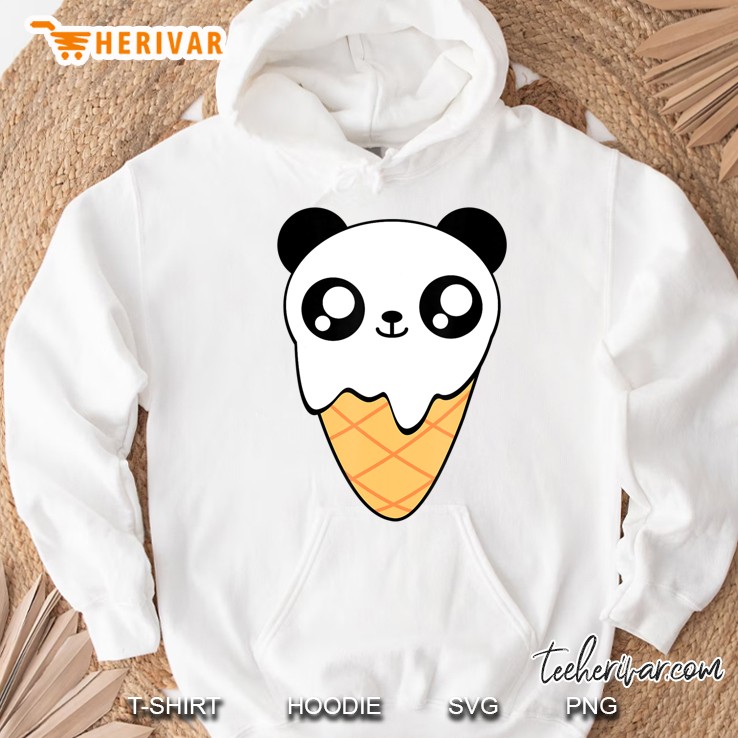 Panda Ice Cream Cone Big Eyes Kawaii Japan Inspired Hoodie