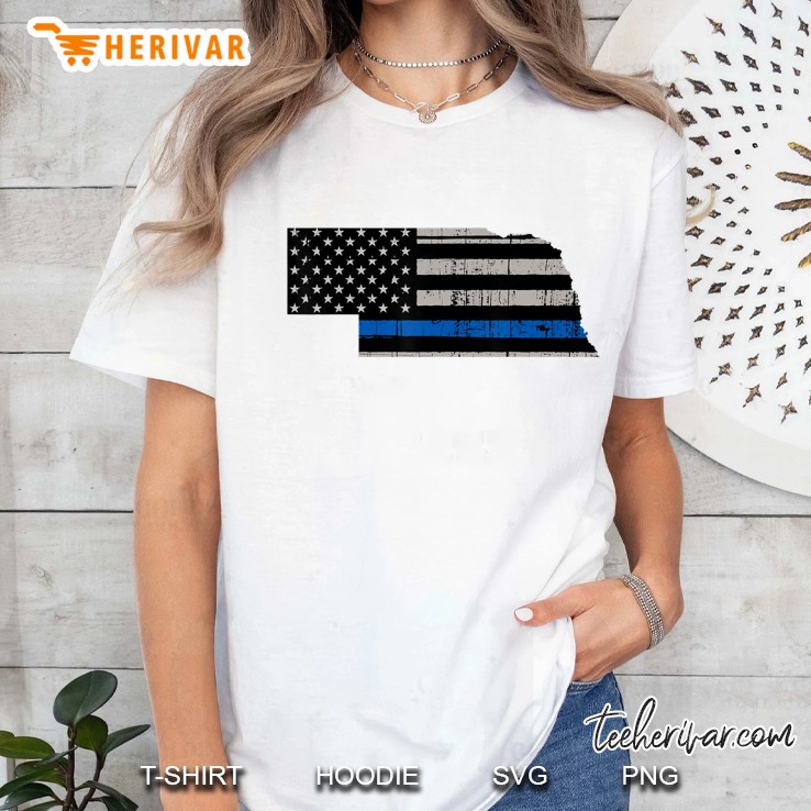 Support Law Enforcement Nebraska Police Officer Blue Ladies Tee