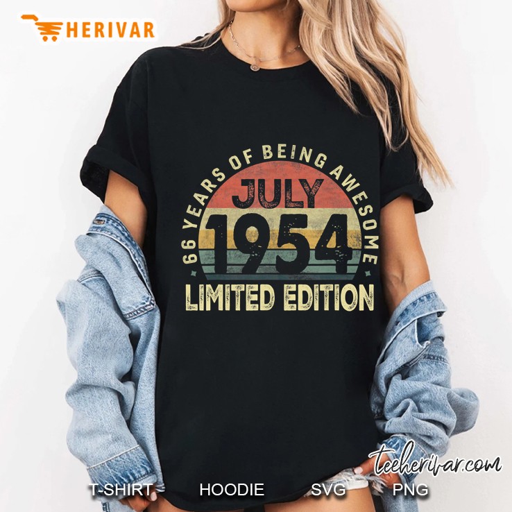 66Th Birthday Tee Vintage July 1954 Outfit Gift 66 Years Old Hoodie