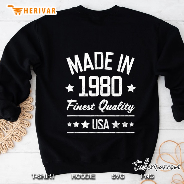 Gift For 40 Year Old Man Woman Made In 1980 Usa White Print Sweatshirt