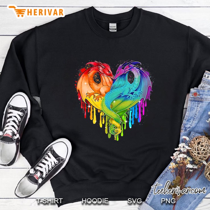 Lgbt Dragon Heart Rainbow Heart Dragon Lgbt Pride Sweatshirt