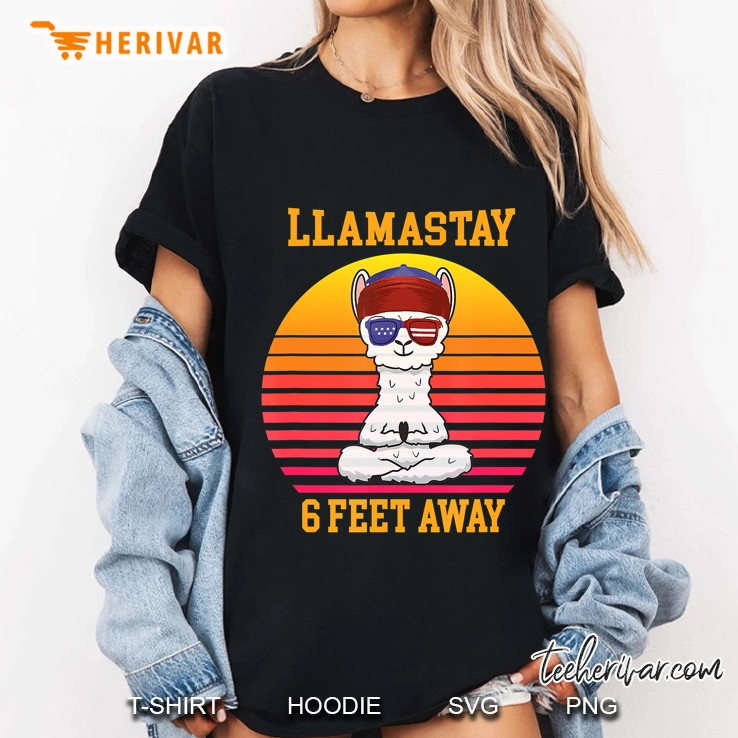Llamastay 6 Feet Away Distancing Funny Llama Yoga Ladies Tee