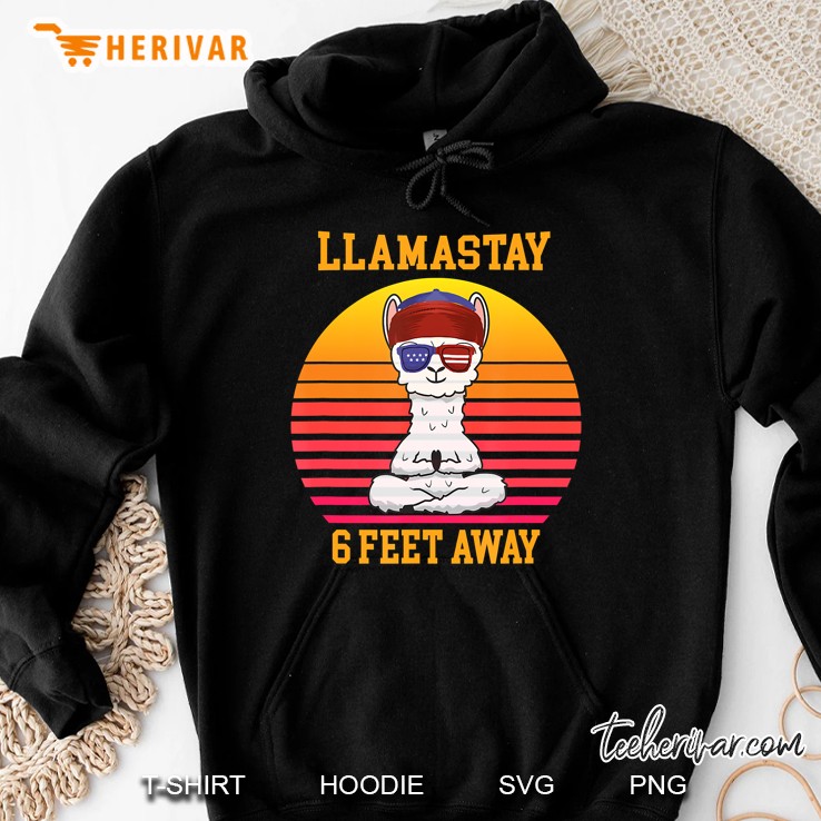 Llamastay 6 Feet Away Distancing Funny Llama Yoga Hoodie
