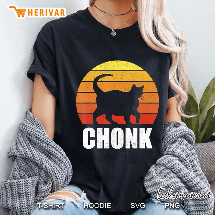 Sunset Funny Fat Cats Meme Chonk Cat Ladies Tee