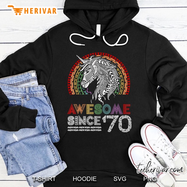 Unicorn 50Th Birthday Gift Rainbow 1970 50 Years Old Hoodie