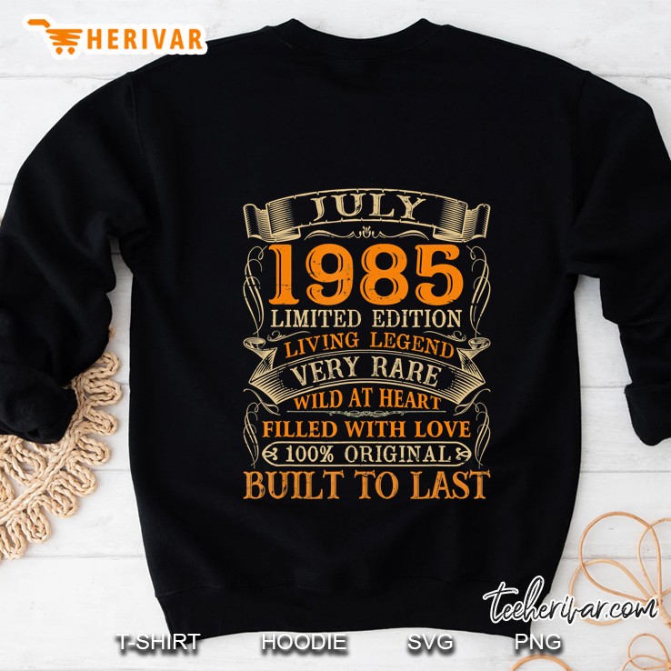 Vintage July 1985 Shirt 35 Years Old 35Th Birthday Gifts Sweatshirt