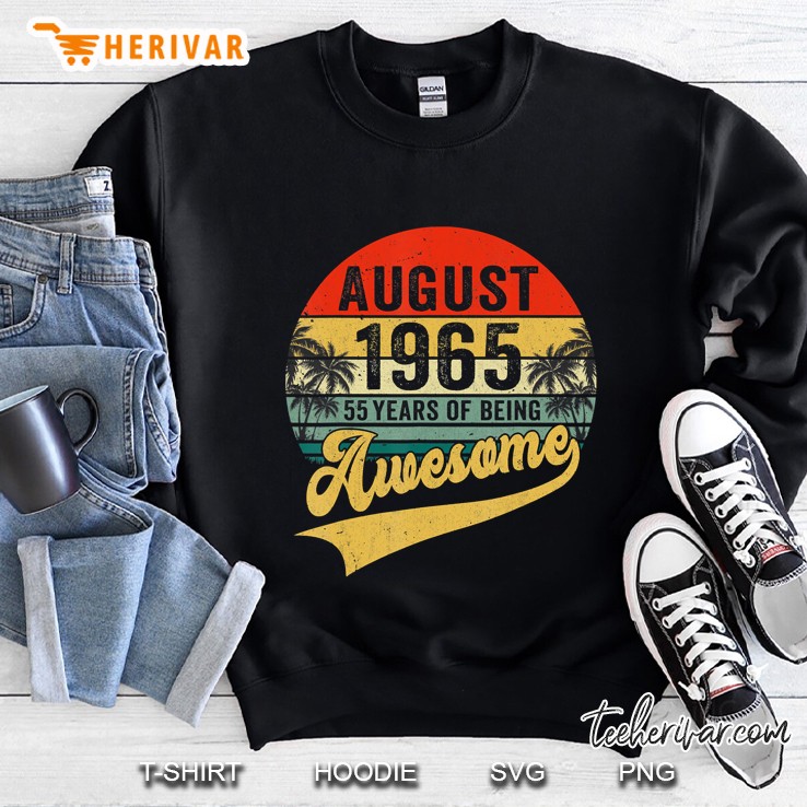 Vintage Retro August 1965 55Th Birthday Gifts 55 Years Old Sweatshirt