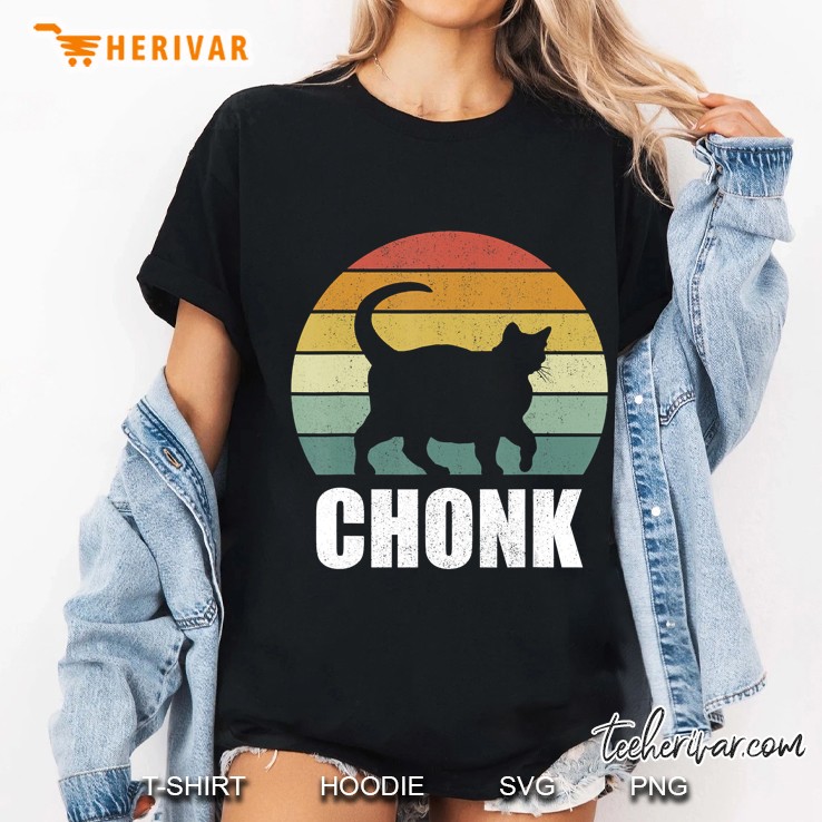 Vintage Retro Sunset Funny Fat Cats Meme Chonk Cat Ladies Tee