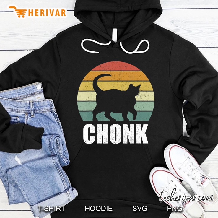 Vintage Retro Sunset Funny Fat Cats Meme Chonk Cat Hoodie