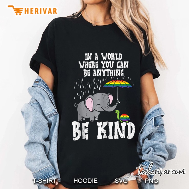 World Be Kind Elephant Rainbow Turtle Gay Pride Lgbt Hoodie