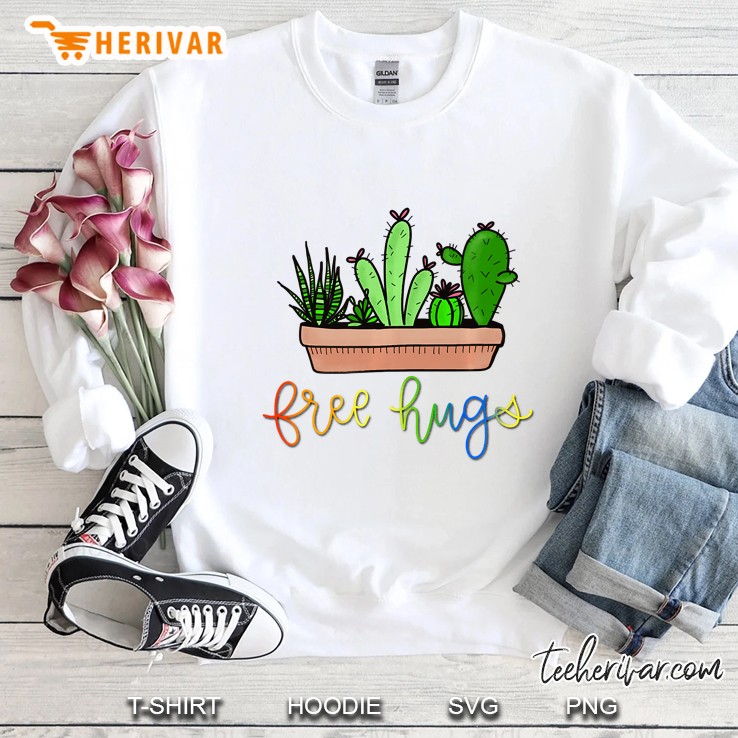 Free Hugs Cactus, Funny, Cute, Rainbow Sweatshirt