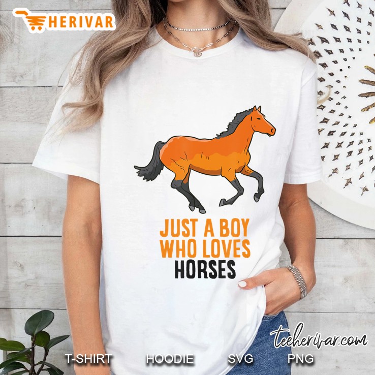 Horse Boy Just A Boy Who Loves Horses Horseback Riding Ladies Tee