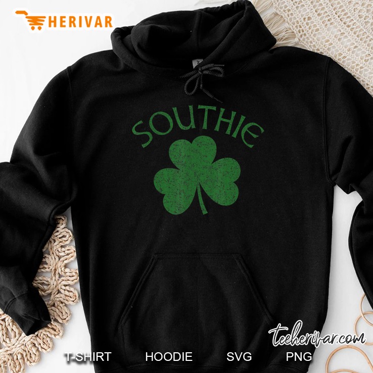 Boston Southie Irish Shamrock Distressed Dark Green Hoodie