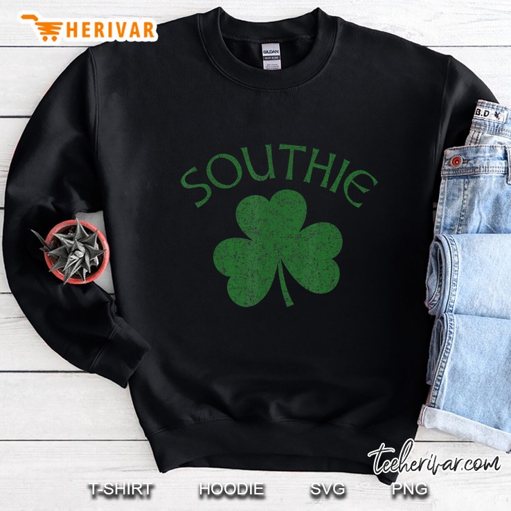 Boston Southie Irish Shamrock Distressed Dark Green Sweatshirt