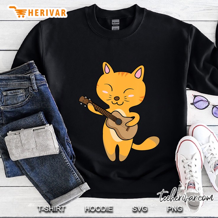 Cat Playing Ukelele Shirt Cool Kitten Uke Artist Mugs