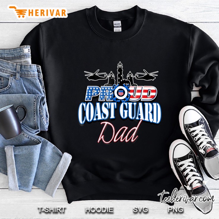 Coast Guard Dad Shirt Usa Flag Military Fathers Day Mugs