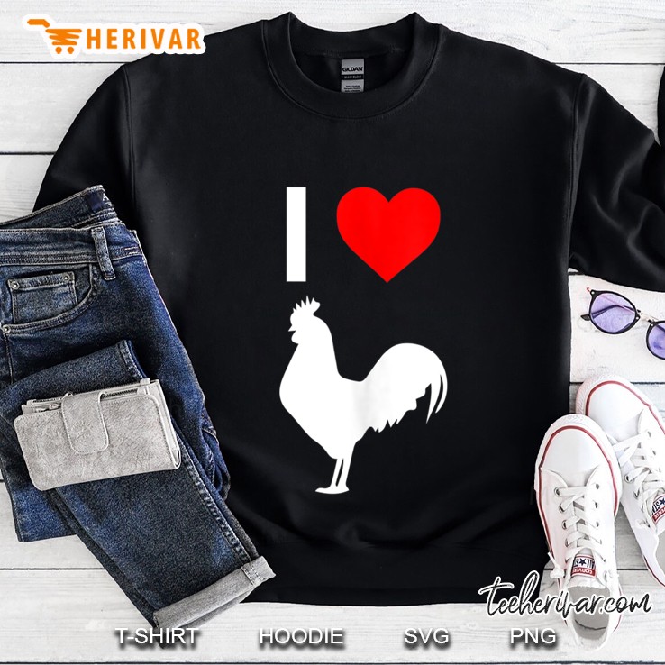 I Love Cock Gay Pride Rooster Funny Graphic Heart Gag Gift Tank Top Sweatshirt