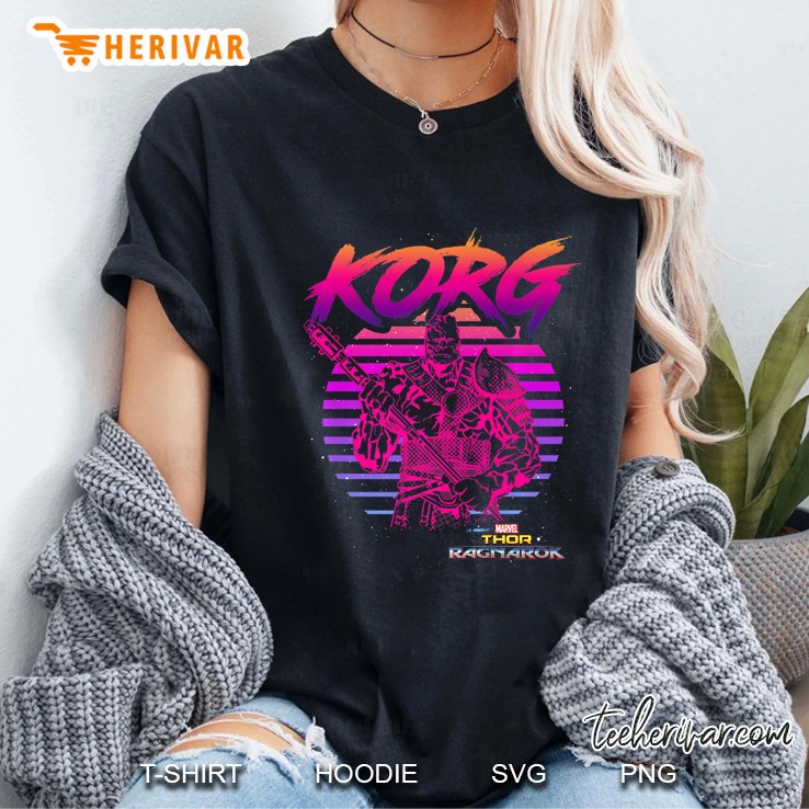 Marvel Thor Ragnarok Korg 80S Neon Retro Premium Ladies Tee