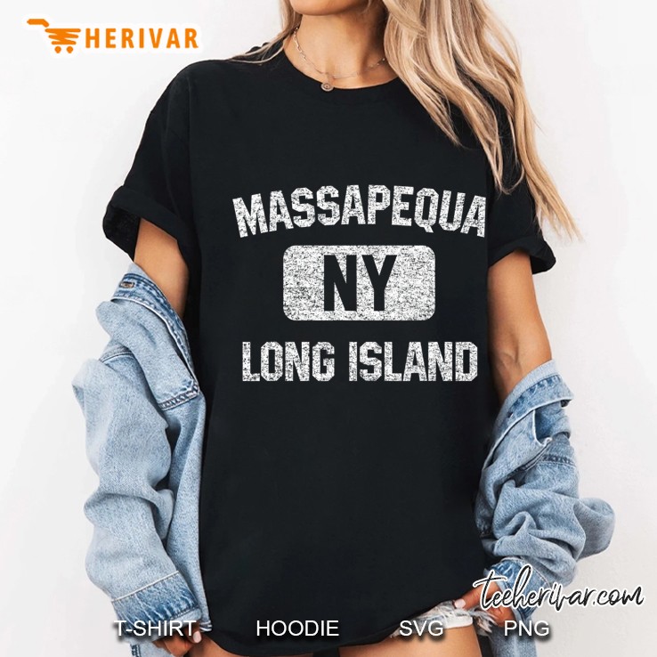 Massapequa Long Island Ny Gym Style Distressed White Print Ladies Tee